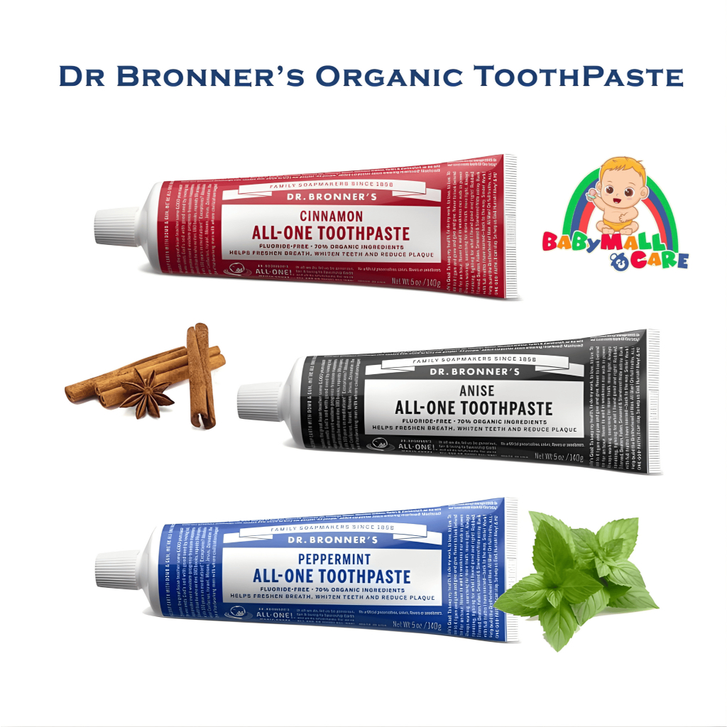 Kem Đánh Răng Bạc Hà XANH DƯƠNG D..rBronner’s Peppermint All-One Toothpaste 140g Sạch Răng Miệng