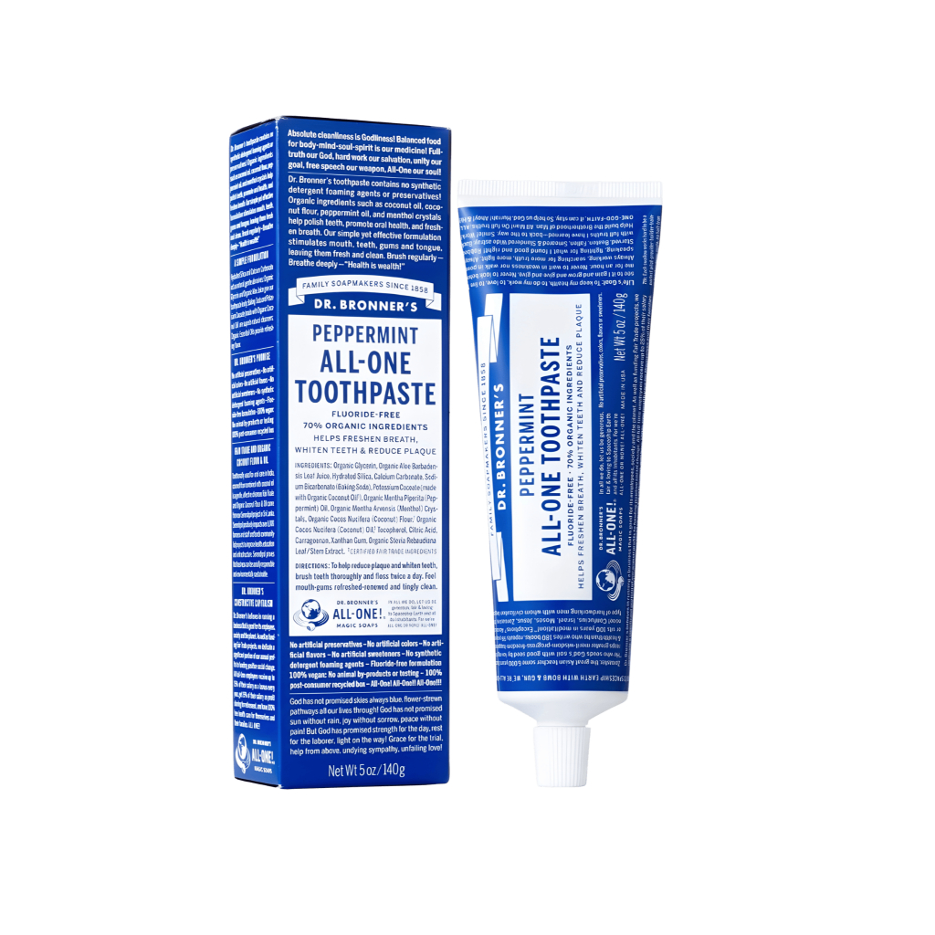 Kem Đánh Răng Bạc Hà XANH DƯƠNG D..rBronner’s Peppermint All-One Toothpaste 140g Sạch Răng Miệng