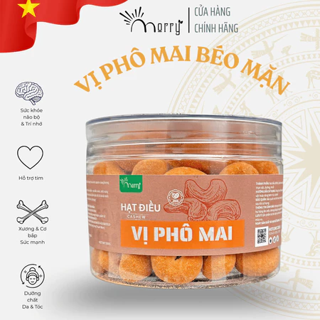 Hạt điều nguyên hạt MORRY vị phô mai trứng muối ít béo thơm ngậy giàu dinh dưỡng ăn vặt ăn kiêng tốt cho sức khỏe