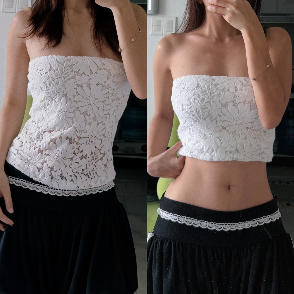 Flora Tube Top - Remmus | Áo ống (bên trong) dệt kim hoa văn 2 lớp co giãn - BST DOLLY HOUSE (Không bao gồm áo choàng ng