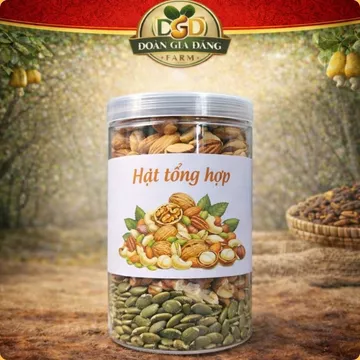 (500Gram loại VIP) Hạt dinh dưỡng sấy mộc mix hạt hỗn hợp Hạnh nhân, Macca, Hạt điều, Óc chó, Hạt bí, Đoàn Gia Đăng,
