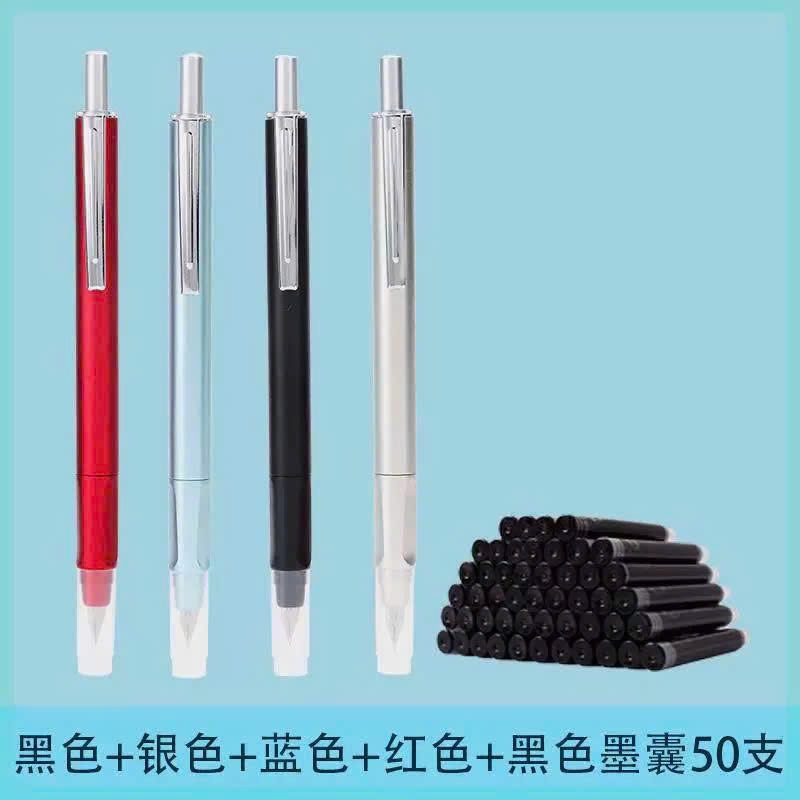 (Siêu Hót) Bút Máy Bấm EF Cho Học Sinh Chất Liệu ABS Dùng Cả Mực Ống Và Mực Lọ