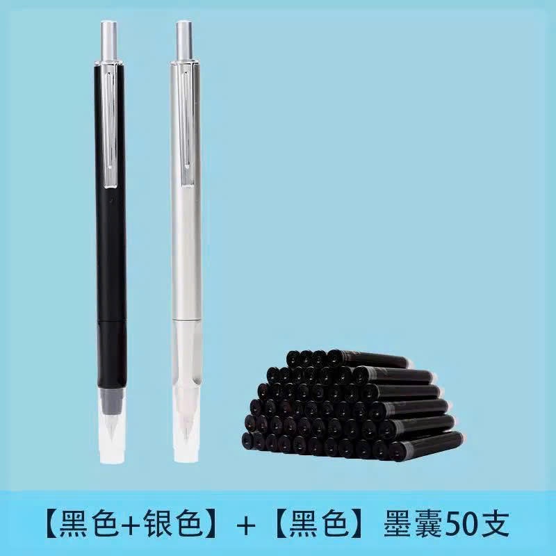 (Siêu Hót) Bút Máy Bấm EF Cho Học Sinh Chất Liệu ABS Dùng Cả Mực Ống Và Mực Lọ
