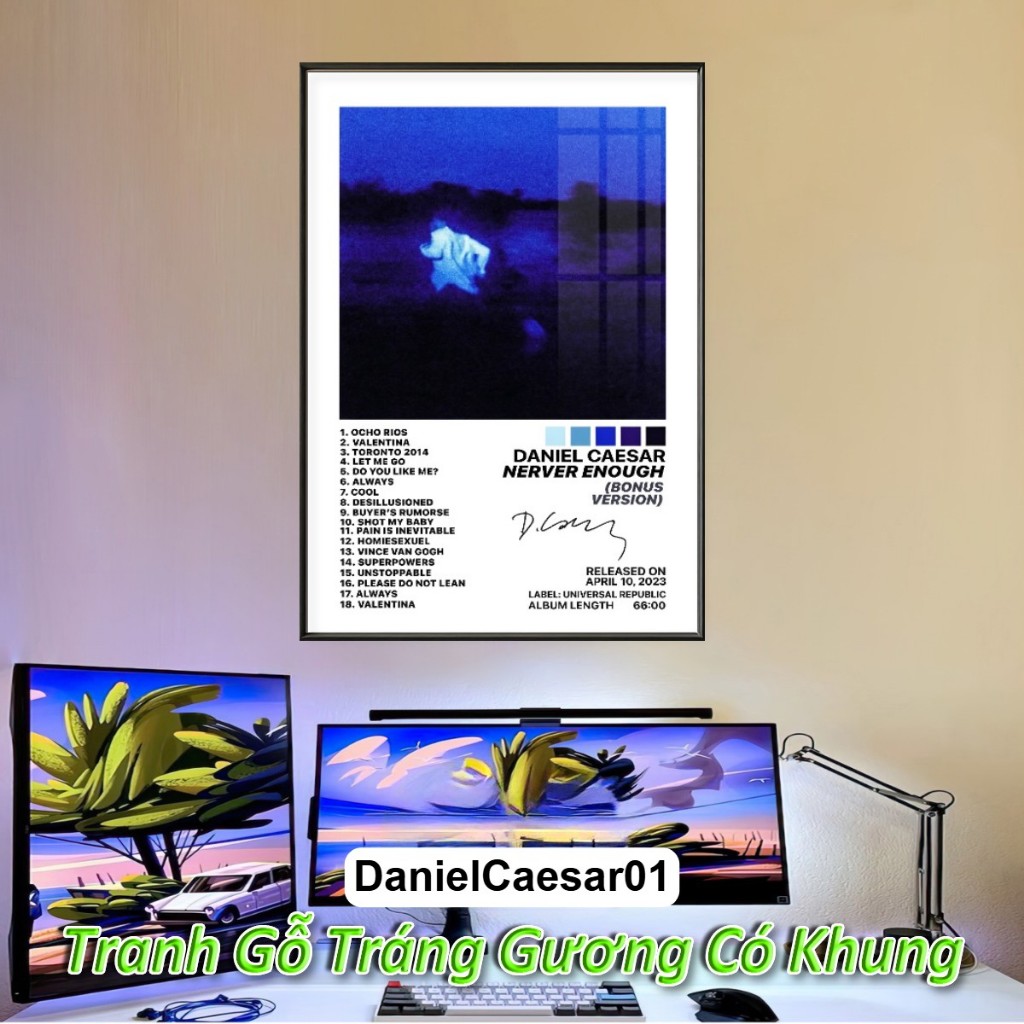 Tranh Album Âm Nhạc Daniel Caesar, Central Cee Tráng Gương Khung Composite Decor Treo Tường Trang Trí