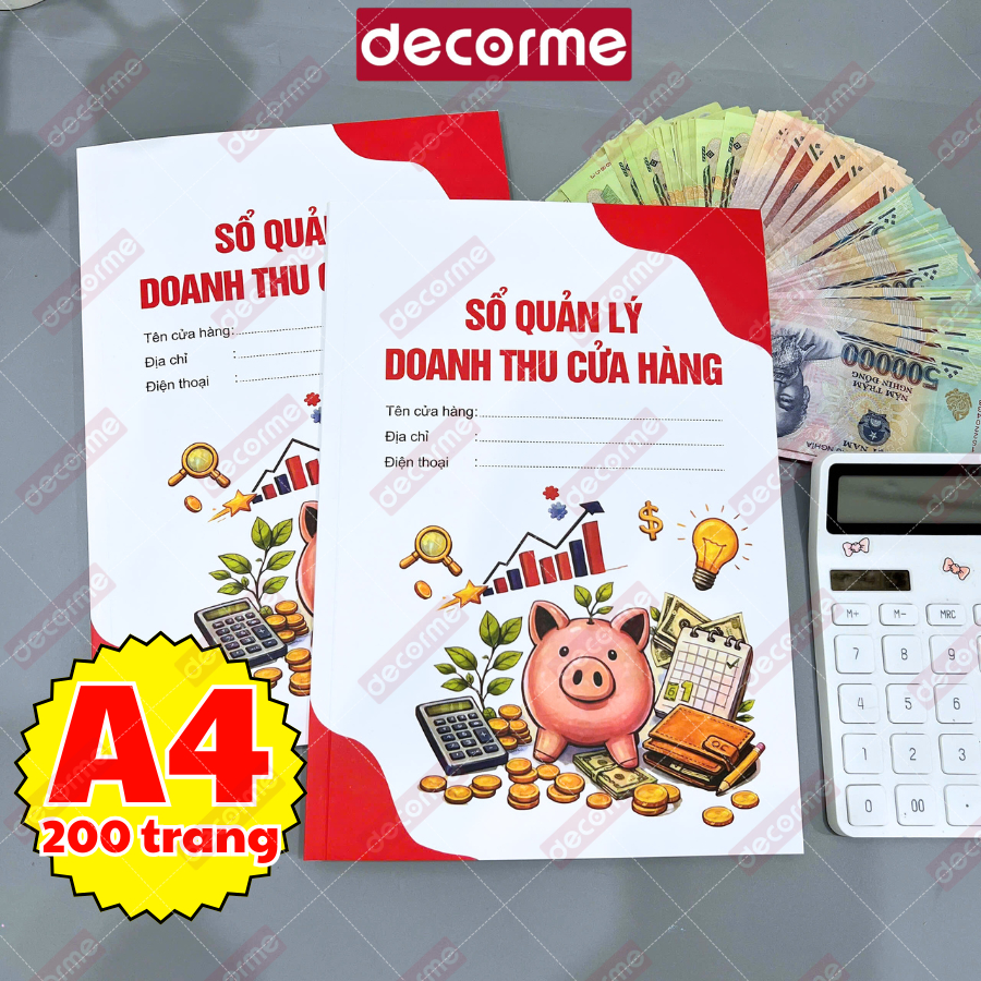 Sổ Quản Lý Doanh Thu Cửa Hàng A4 200 trang DecorMe Sổ Ghi Chép Rõ Ràng Hàng Ngày Theo Dõi Sổ Sách Cá Nhân Kinh Doanh