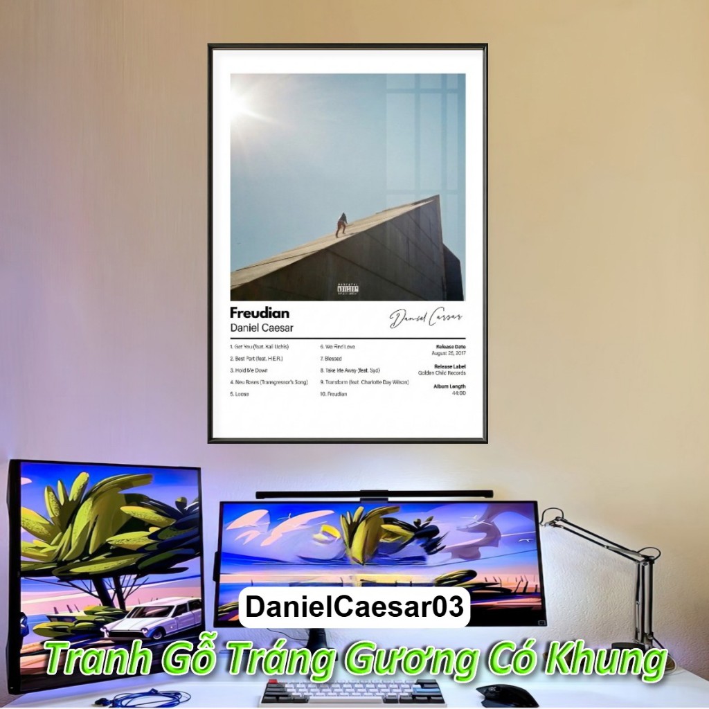 Tranh Album Âm Nhạc Daniel Caesar, Central Cee Tráng Gương Khung Composite Decor Treo Tường Trang Trí
