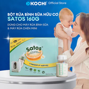 Bột rửa bình sữa Satos 160gr - Dành cho máy rửa bình sữa - Hữu Cơ - 100% tự nhiên - Không hoá chất - Mùi nhẹ - Sạch Sâu