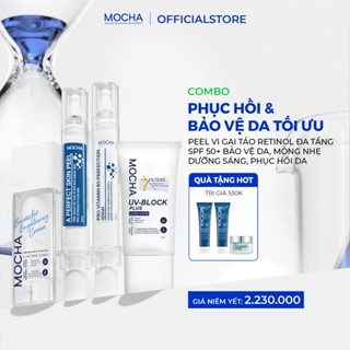 Combo Chăm Da Mocha Cải Thiện Mụn Nám, Trắng Da Gồm 1 Peel + 1 Kem Dưỡng + 1 Kem Chống Nắng