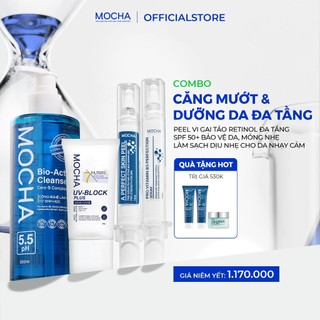 Combo Peel Da Mocha + Sữa Rửa Mặt Bio Active + Kem Chông Nắng, Trọn Bộ Chăm Sóc Da Trước Và Sau Peel