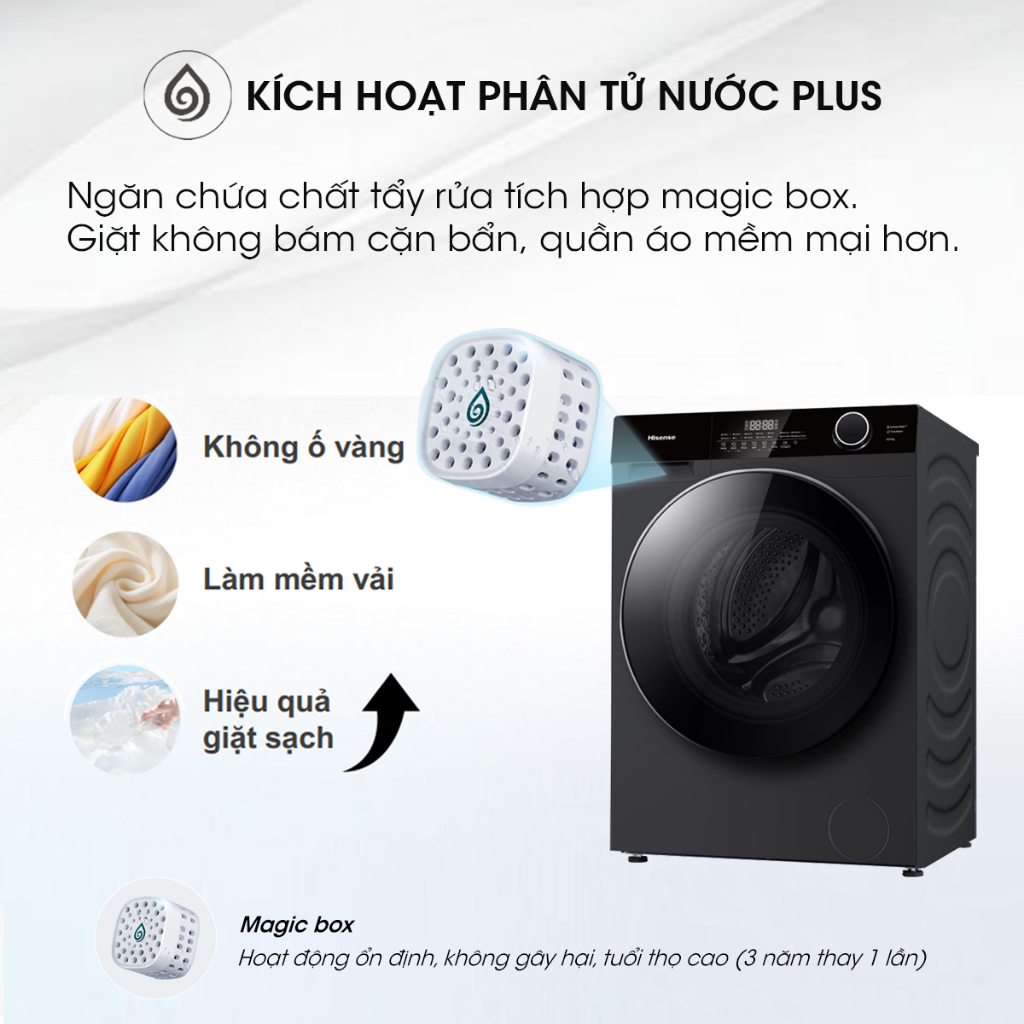 Máy Giặt Sấy Cửa Trước Hisense Inverter 10.5 kg/7kg WD105M3 - Giặt AI | Diệt Khuẩn - BH 3 Năm - Miễn Phí Giao Hàng