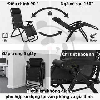GHẾ THƯ GIÃN GẤP GỌN KHUNG THÉP CHỊU LỰC GHẾ XẾP GẤP GỌN THIẾT KẾ CÔNG THÁI HỌC Cao Cấp Chịu