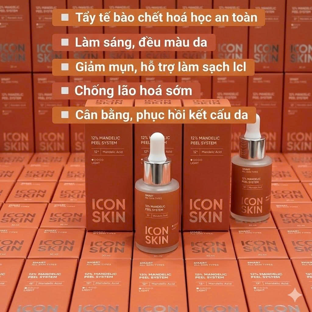 Peel Da Icon Skin 12% Mandelic Smart Peel System Giảm Mụn, Tái Tạo Da, Làm Mịn Da Bee Skincare