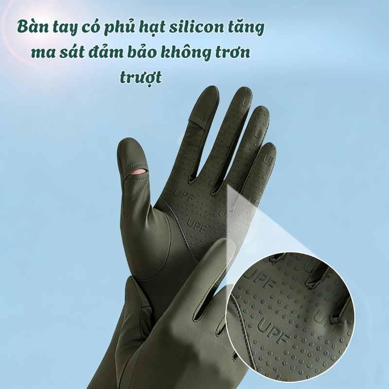 Găng Tay Chống Nắng Siêu Dài Lụa Băng Thoáng Mát UPF50 Chống Tia UV, Găng Tay Lái Xe Đi Nắng
