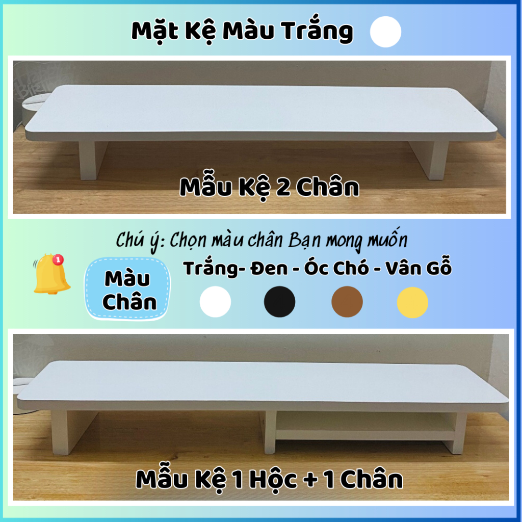 Kệ màn hình gỗ bo góc có ngăn decor bàn làm việc, kê màn hình máy tính PC gỗ dài 60/80/100cm 1m | BigBuy360 - bigbuy360.vn