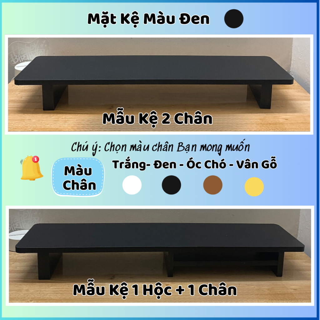 Kệ màn hình gỗ bo góc có ngăn decor bàn làm việc, kê màn hình máy tính PC gỗ dài 60/80/100cm 1m | BigBuy360 - bigbuy360.vn