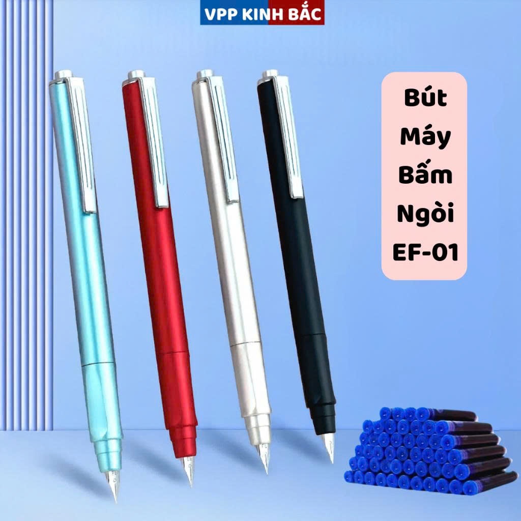 (Siêu Hót) Bút Máy Bấm EF Cho Học Sinh Chất Liệu ABS Dùng Cả Mực Ống Và Mực Lọ