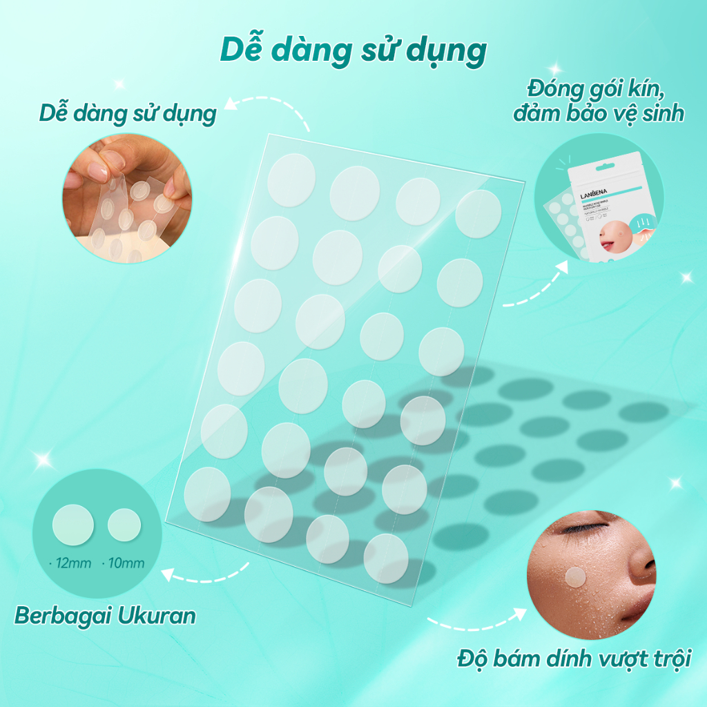 LANBENA Miếng dán mụn (ngày và đêm) -Miếng Dán Mụn Vô Hình Hỗ Trợ Giảm Mụn, Hút Nhân Mụn, Lành Mụn, Skincare