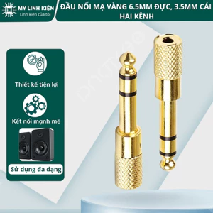 Jack chuyển đổi mạ vàng 6.5mm đực sang 3.5mm cái stereo (1 cái) - cho Tai Nghe Mic Đàn Guitar Điện,loa,micro..v.v..