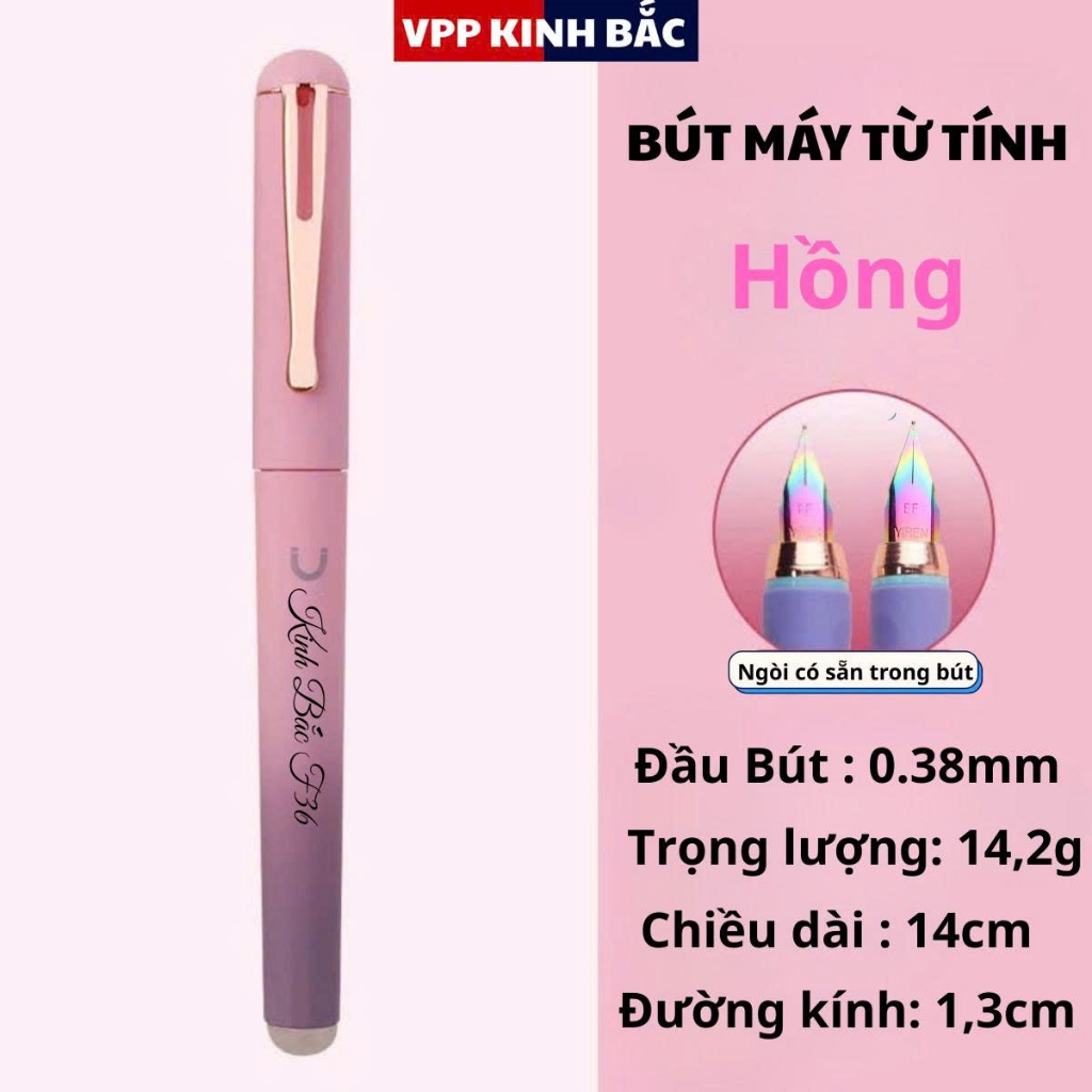 Bút Máy Kinh Bắc Hot Hót.Mẫu Bút Máy F36,Ngòi EF 7 Màu Tay Cầm Cao Su,Phù Hợp Cho Các Bé