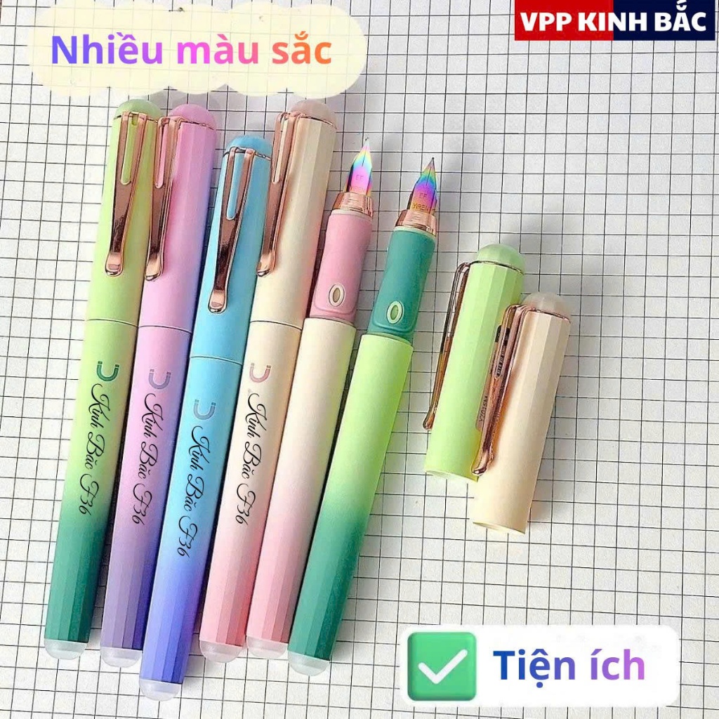 Bút Máy Kinh Bắc Hot Hót.Mẫu Bút Máy F36,Ngòi EF 7 Màu Tay Cầm Cao Su,Phù Hợp Cho Các Bé