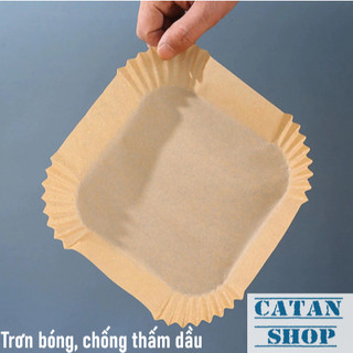 Vỉ 50 Tờ Giấy Nến Lót Nồi Chiên Không Dầu Hình Vuông Chống Thấm Dầu Chống Dính Chịu Nhiệt Cao Cấp