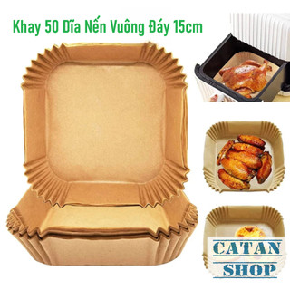Vỉ 50 Tờ Giấy Nến Lót Nồi Chiên Không Dầu Hình Vuông Chống Thấm Dầu Chống Dính Chịu Nhiệt Cao Cấp