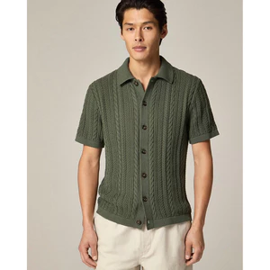 Áo Polo Dệt Kim Nam Xuất Dư J.Crew – Cable Knit Polo Cao Cấp Form US, Áo Polo Nam Dệt Nổi Sang Trọng
