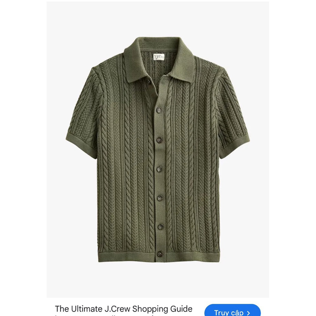( cắt tem cổ) Áo Polo Dệt Kim Nam Xuất Dư J.Crew – Cable Knit Polo Cao Cấp Form US, Áo Polo Nam Dệt Nổi Sang Trọng