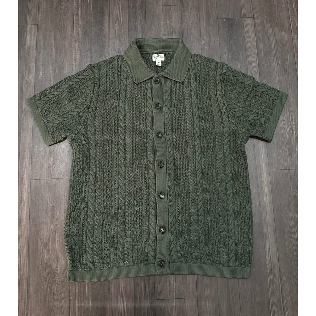 ( cắt tem cổ) Áo Polo Dệt Kim Nam Xuất Dư J.Crew – Cable Knit Polo Cao Cấp Form US, Áo Polo Nam Dệt Nổi Sang Trọng