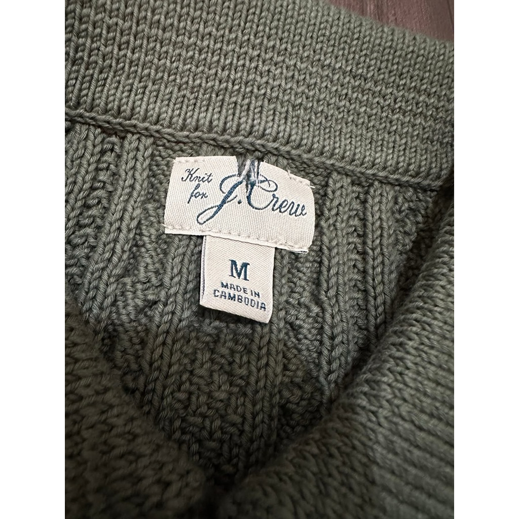 ( cắt tem cổ) Áo Polo Dệt Kim Nam Xuất Dư J.Crew – Cable Knit Polo Cao Cấp Form US, Áo Polo Nam Dệt Nổi Sang Trọng