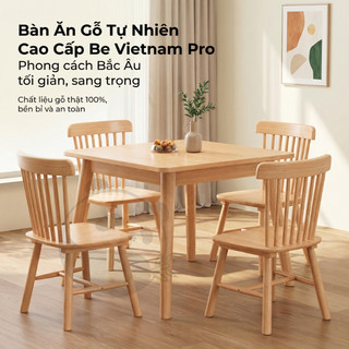 PANDA Bàn ăn vuông gỗ nguyên khối phong cách Bắc Âu phù hợp với căn hộ nhỏ khả năng chịu lực tốt.