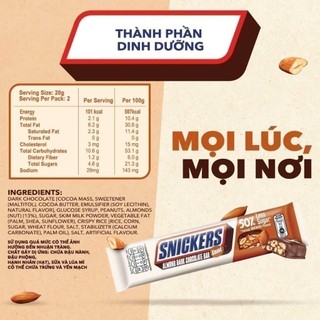 [Quà tặng không bán] Thanh socola Snickers vị hạnh nhân 40g