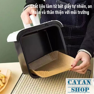 Vỉ 50 Tờ Giấy Nến Lót Nồi Chiên Không Dầu Hình Vuông Chống Thấm Dầu Chống Dính Chịu Nhiệt Cao Cấp