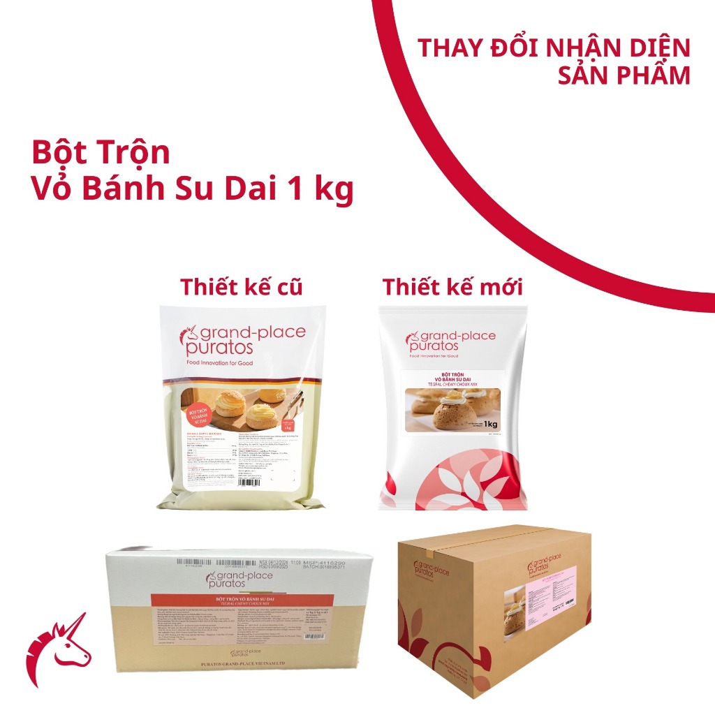 Vỏ su dai - Bột trộn sẵn vỏ bánh su dai Puratos gói 1kg