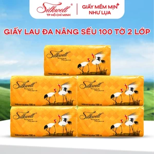 Giấy rút đa năng Silkwell SẾU Thùng 9 gói 100 tờ 2 lớp siêu dai, chất giấy xốp không mủn khi gặp nước