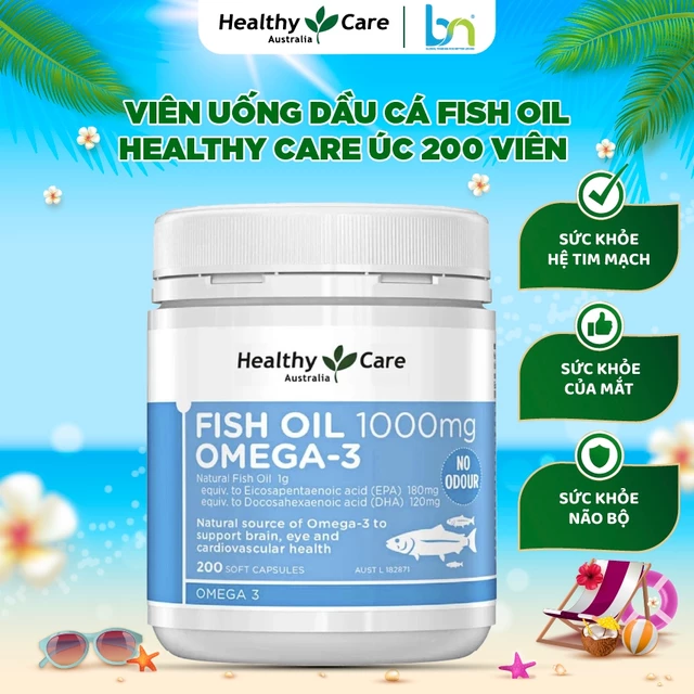 Viên uống dầu cá Omega 3 Healthy Care Fish Oil Hộp 400 viên, 200 viên