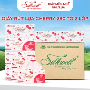 Thùng 9 gói Giấy ăn rút lụa Silkwell 280 tờ 2 lớp dai, mềm, mịn, không bụi giấy