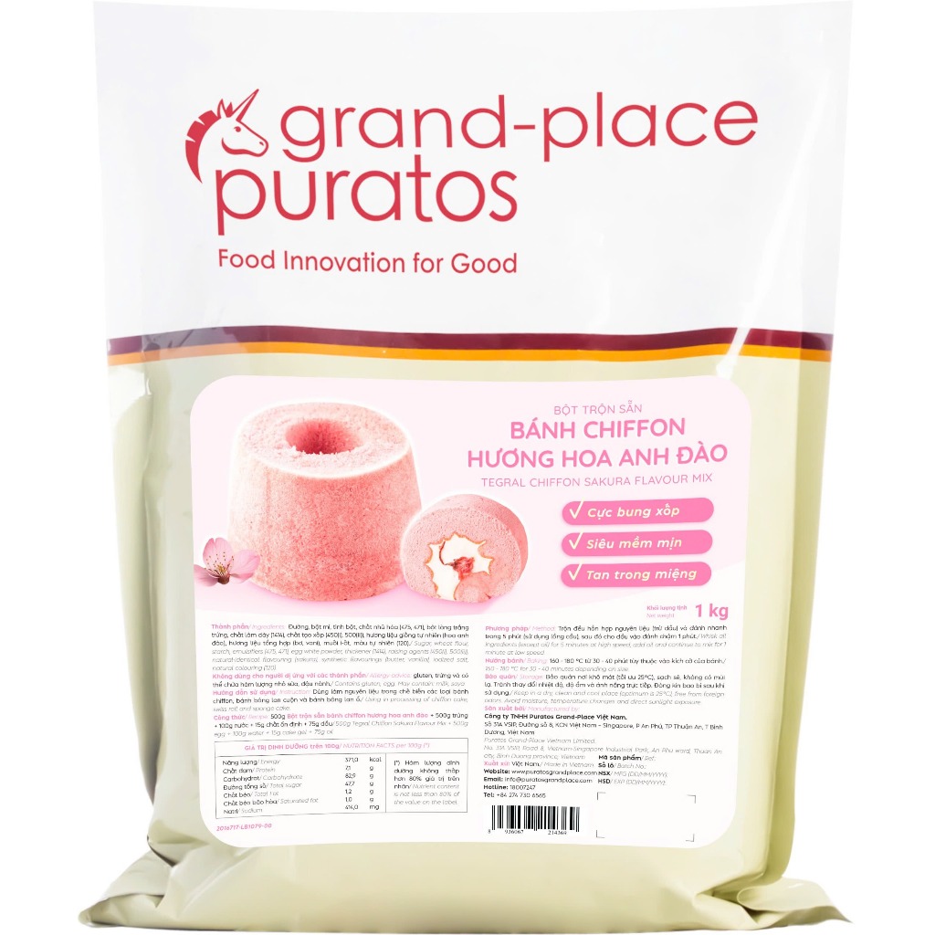 Bột Trộn Bánh Chiffon Hương Hoa Anh Đào 1kg