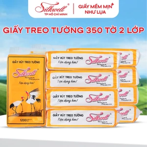 Thùng 10 bịch giấy rút đa năng treo tường Silkwell 2 lớp 350 lần rút, chất giấy siêu dai, mềm mịn, không mủn