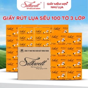 Thùng 30 gói Giấy rút lụa Silkwell Sếu 100 tờ 3 lớp, khăn giấy ăn mini bỏ túi tiện lợi, chất giấy siêu dai, mềm mịn