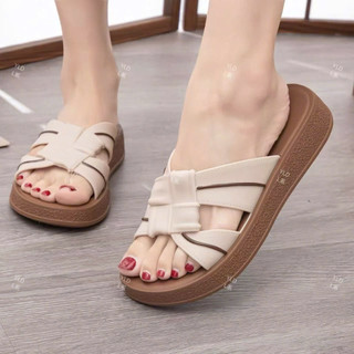 Dép nữ quai đan chéo đế cao 4cm – mềm êm chống trơn – phong cách Hàn Quốc – đi học đi chơi siêu xinh hot trend
