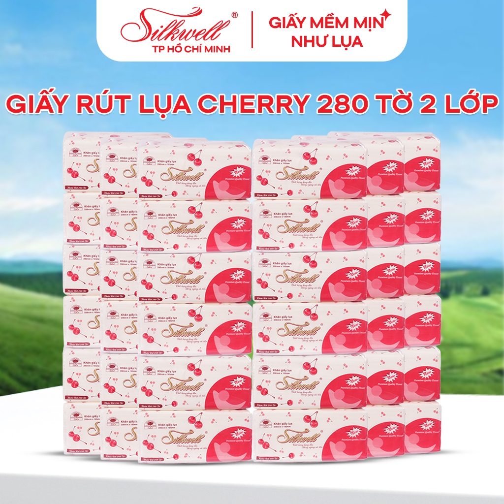 [Combo doanh nghiệp 36 gói] Giấy ăn rút lụa Silkwell 280 tờ 2 lớp siêu dai, siêu mềm mại, không bụi giấy