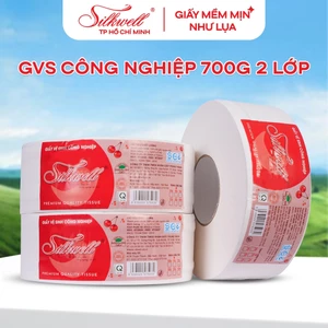 Giấy vệ sinh công nghiệp Silkwell cuộn lớn 700G 2 lớp có lõi, thời gian sử dụng lâu hơn