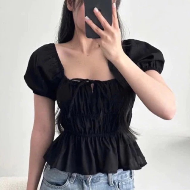 [Peinn] Áo babydoll linen xinh tay phồng có BIGSIZE - M329 Kenco clothing