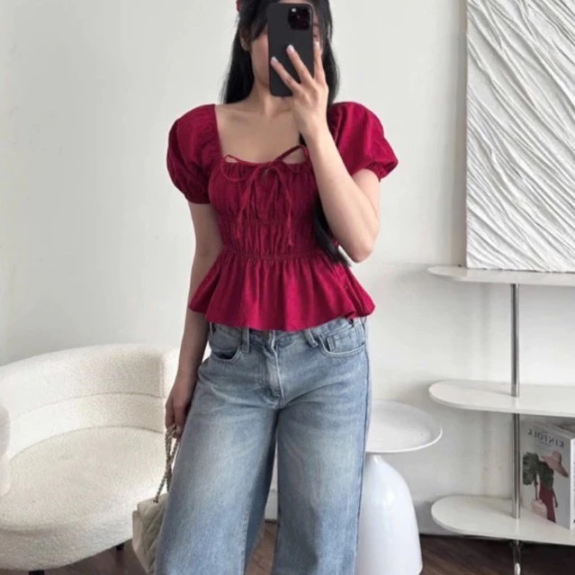 [Peinn] Áo babydoll linen xinh tay phồng có BIGSIZE - M329 Kenco clothing
