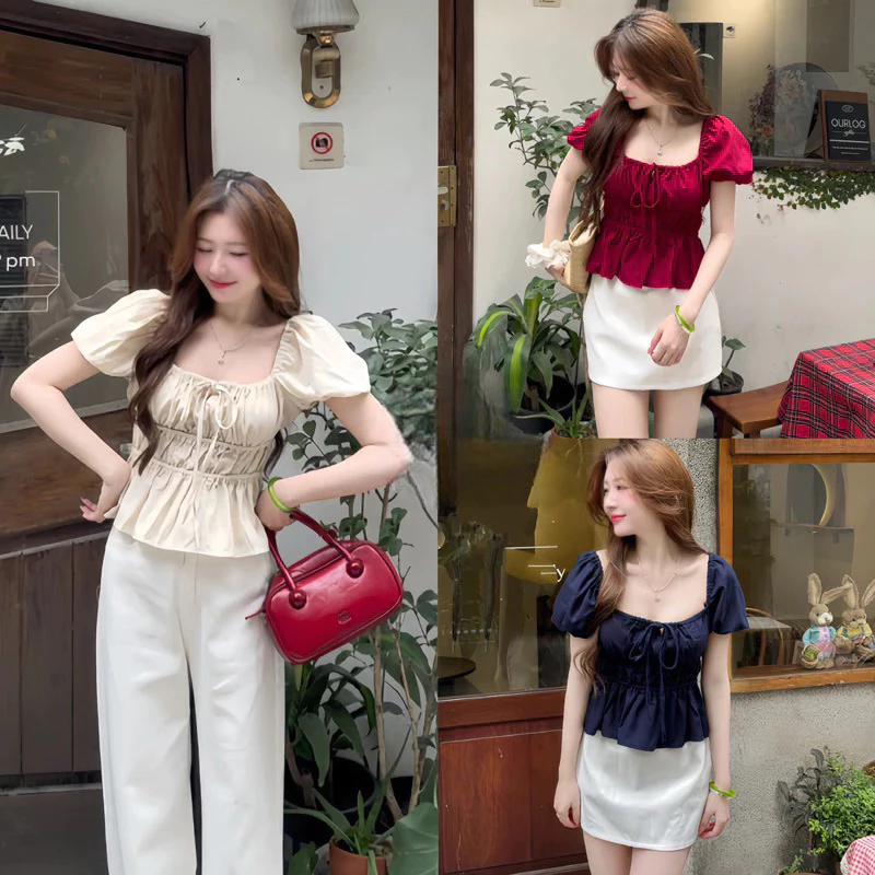 [Peinn] Áo babydoll linen xinh tay phồng có BIGSIZE - M329 Kenco clothing