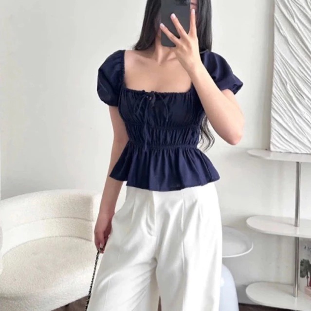 [Peinn] Áo babydoll linen xinh tay phồng có BIGSIZE - M329 Kenco clothing