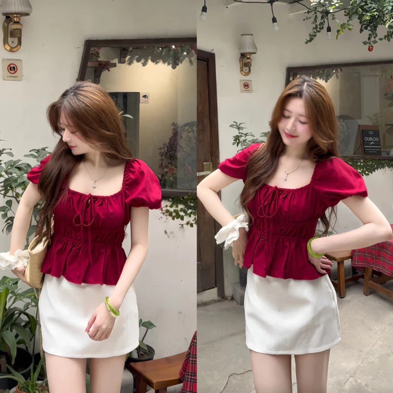 [Peinn] Áo babydoll linen xinh tay phồng có BIGSIZE - M329 Kenco clothing