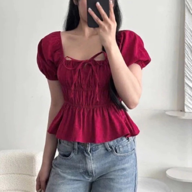 [Peinn] Áo babydoll linen xinh tay phồng có BIGSIZE - M329 Kenco clothing