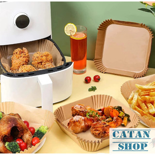 Vỉ 50 Tờ Giấy Nến Lót Nồi Chiên Không Dầu Hình Vuông Chống Thấm Dầu Chống Dính Chịu Nhiệt Cao Cấp